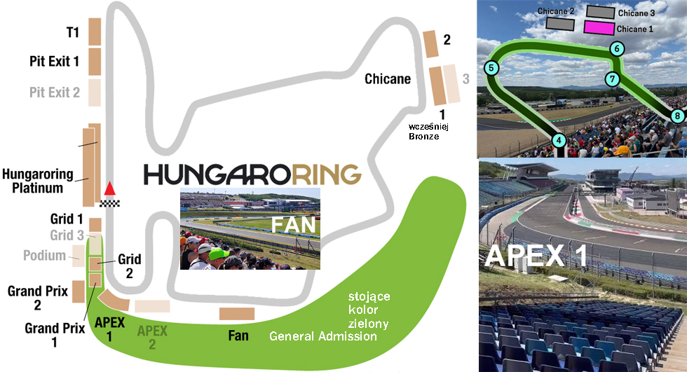 F1 Hungaroring plan miejsc | BP Gryf Organizator wyjazdów F1 autokarem i samolotem | BP Gryf