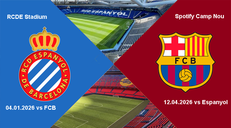 RCD Espanyol i FCBarcelona dobre mecze | BP Gryf Derby Barcelony 04.01 i 12.04.2026 wyjazdy | BP Gryf