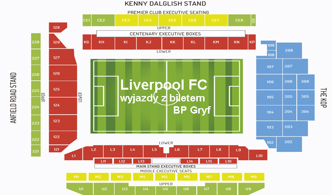 Liverpool FC plan miejsc